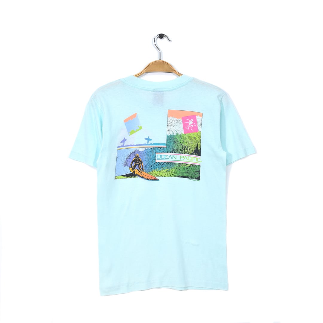 リンガー　Tシャツ　Ocean pacific billabong 90 水色