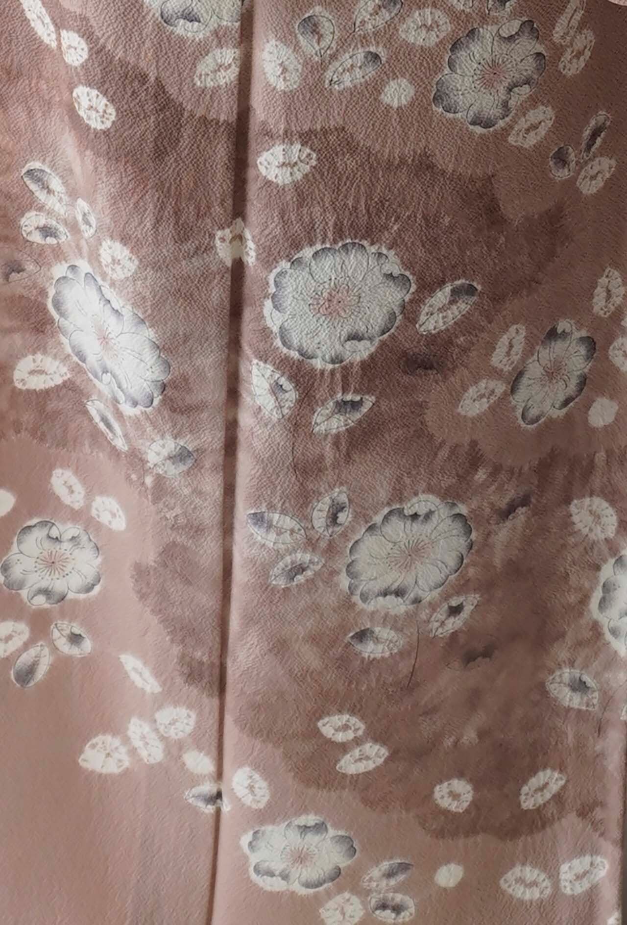 【単衣】鴇浅葱色地 辻が花紋 附下げ