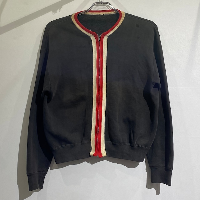 50s Full Zip Sweat Black×Red 50年代 フルジップスウェット 黒赤 アルミジップ ビックサイズ