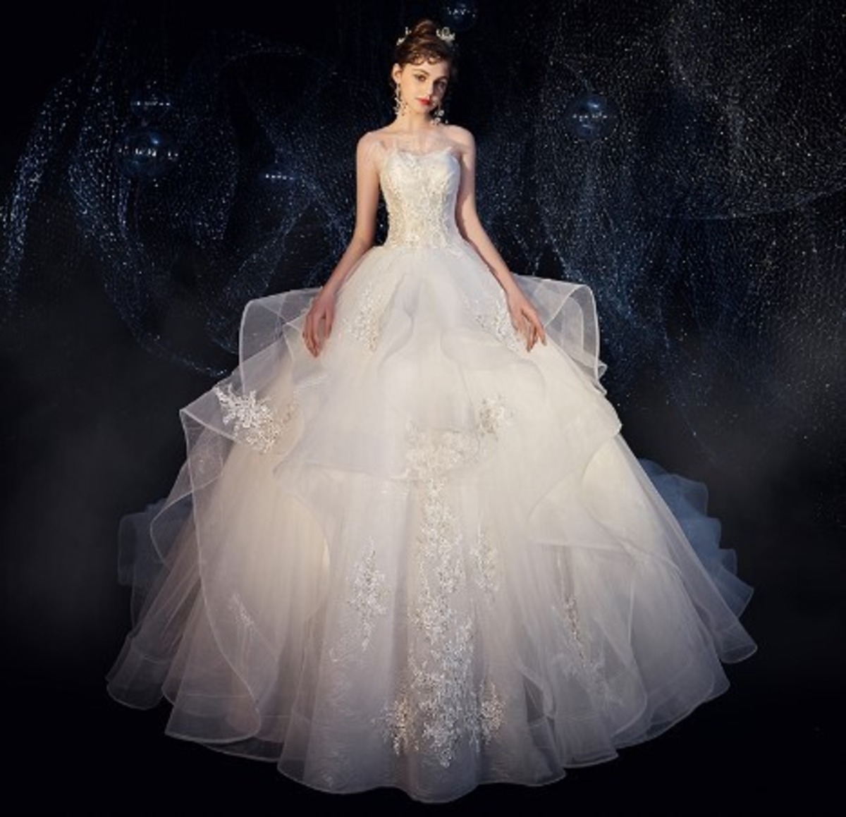 美品！ ウエディングドレス ホワイト ミニトレーン/短トレーン ベア  