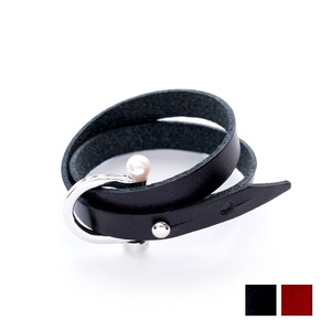 BUCKLE RING LEATHER BANGLE/SILVER