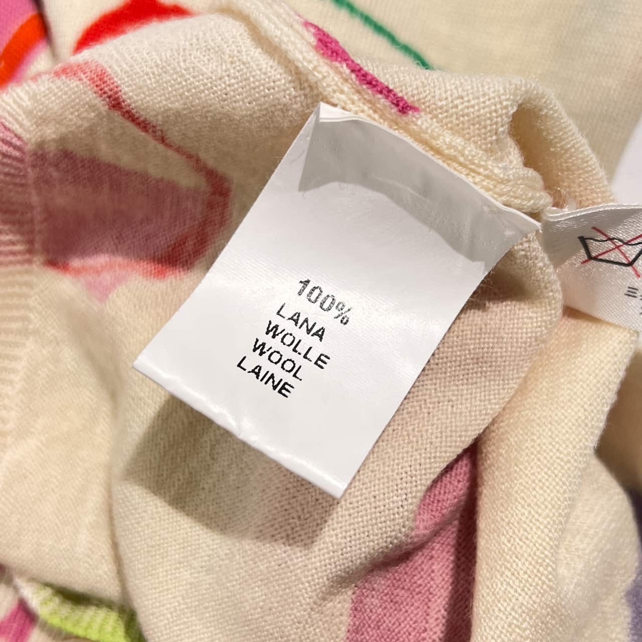 LEONARD レオナール アート風 花柄 デザイン Vネック ウール ニット カーディガン 40/レディース