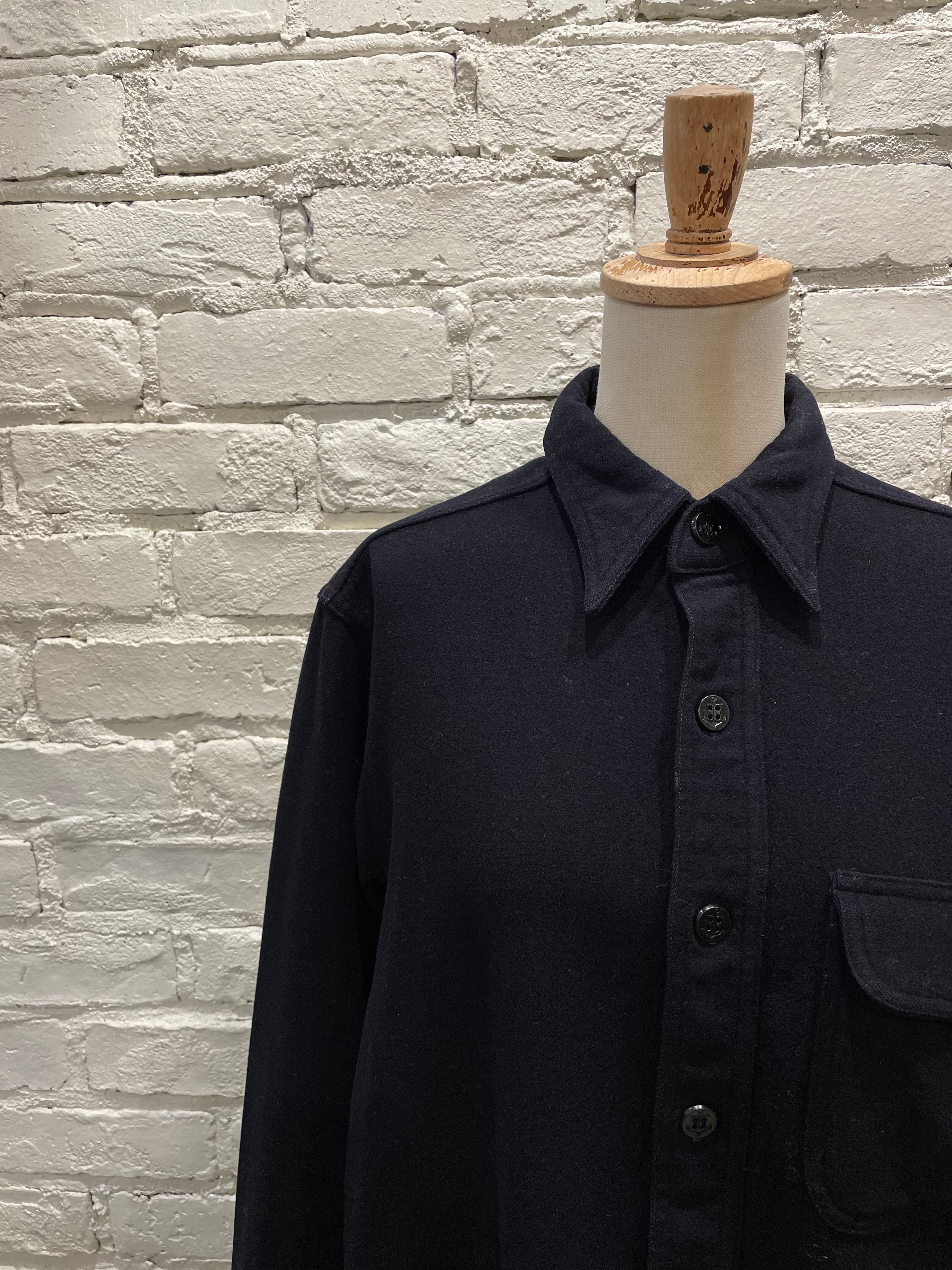 VINTAGE / ヴィンテージ | 1973年製 U.S.NAVY CPO ダブルポケット ウール シャツ | 15 1/2 | ダークネイビー | メンズ