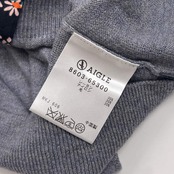 AIGLE エーグル デザイン ボタン ニット カーディガン M/くすみブルー グレー系 レディース