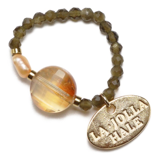 【Like a Honey Candy】シトリン×バロックパール×ゴールデンオブシディアン リング