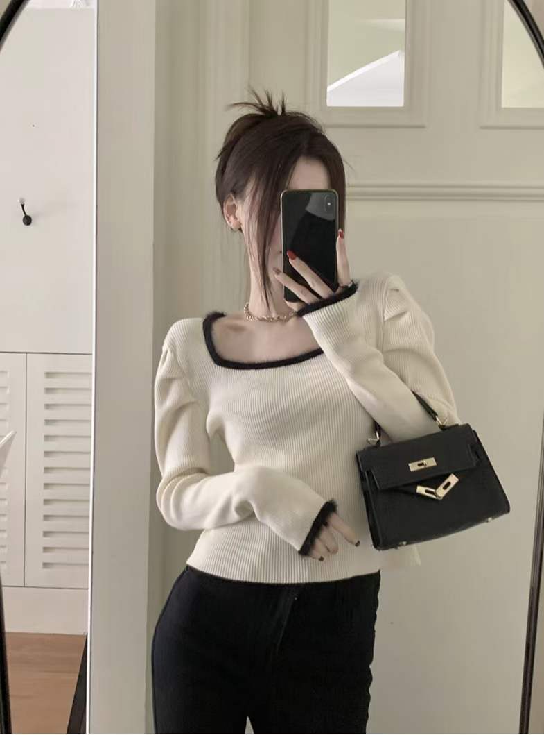 バイカラーパイピング ニット　AJ1079-1321