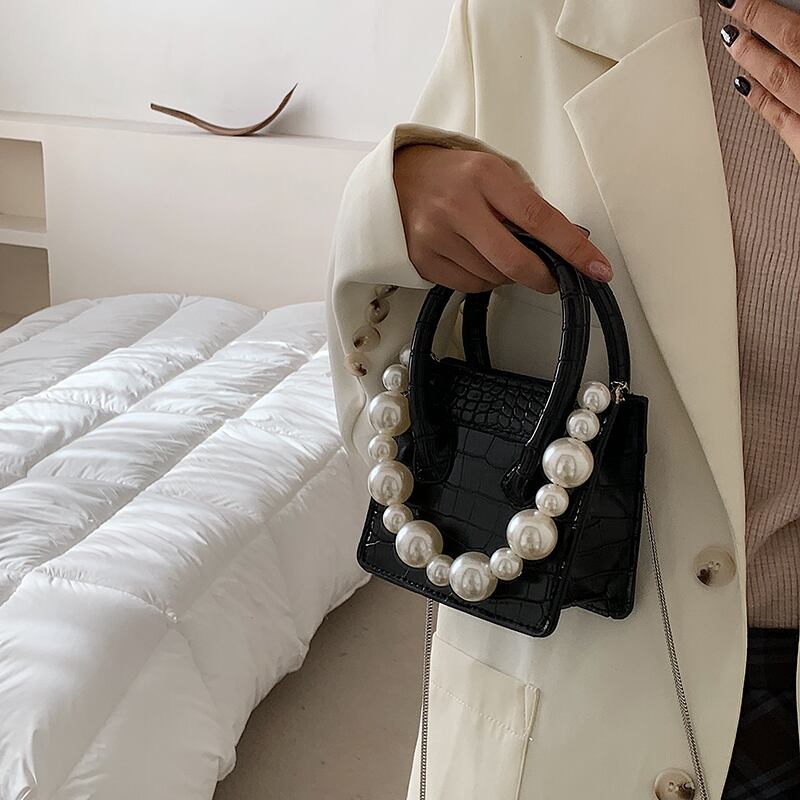 ミニパールチェーン スタイル 真珠 ハンドバッグ メッセンジャーバッグ ミニバッグ Tiancai_Wing_Bag90338973483