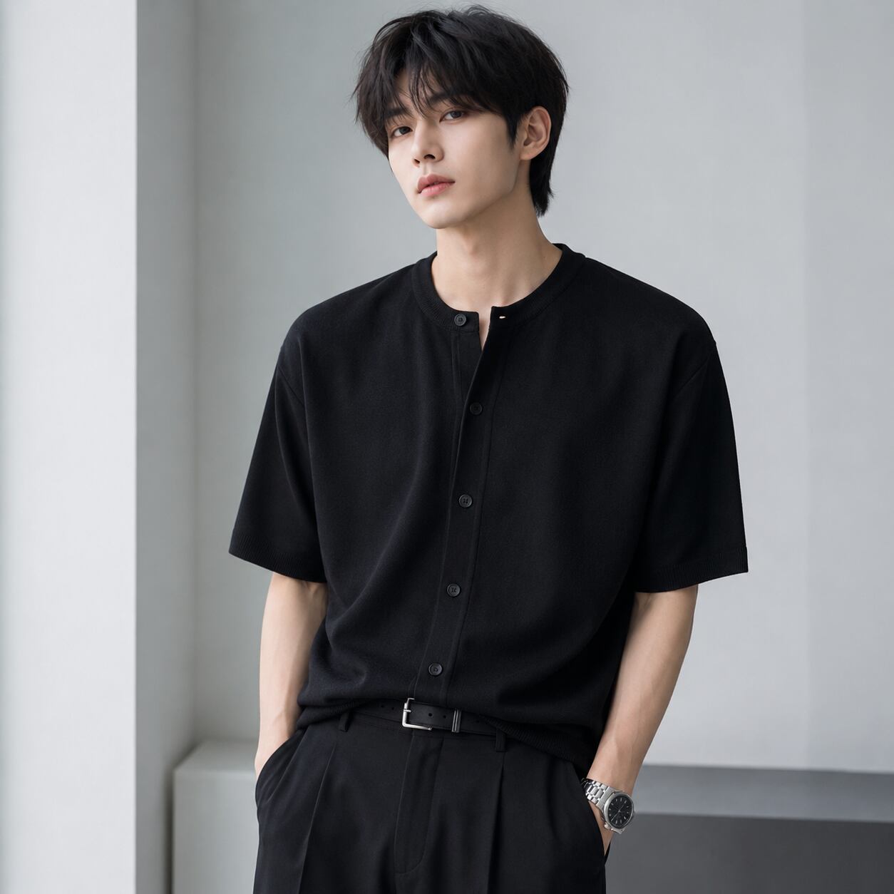 Summer knit cardigan and short-sleeve T-shirt 0010