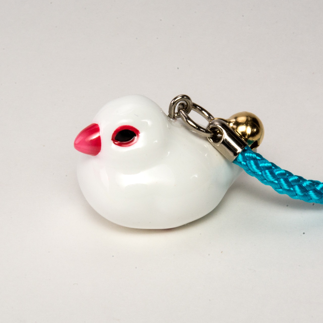 鳥シリーズ 文鳥 白 ストラップ なかの由峰 デザイン BO-5001