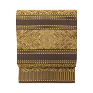 ラオス織　浮織　紋織りの模様　紬地　袋帯【未使用品】