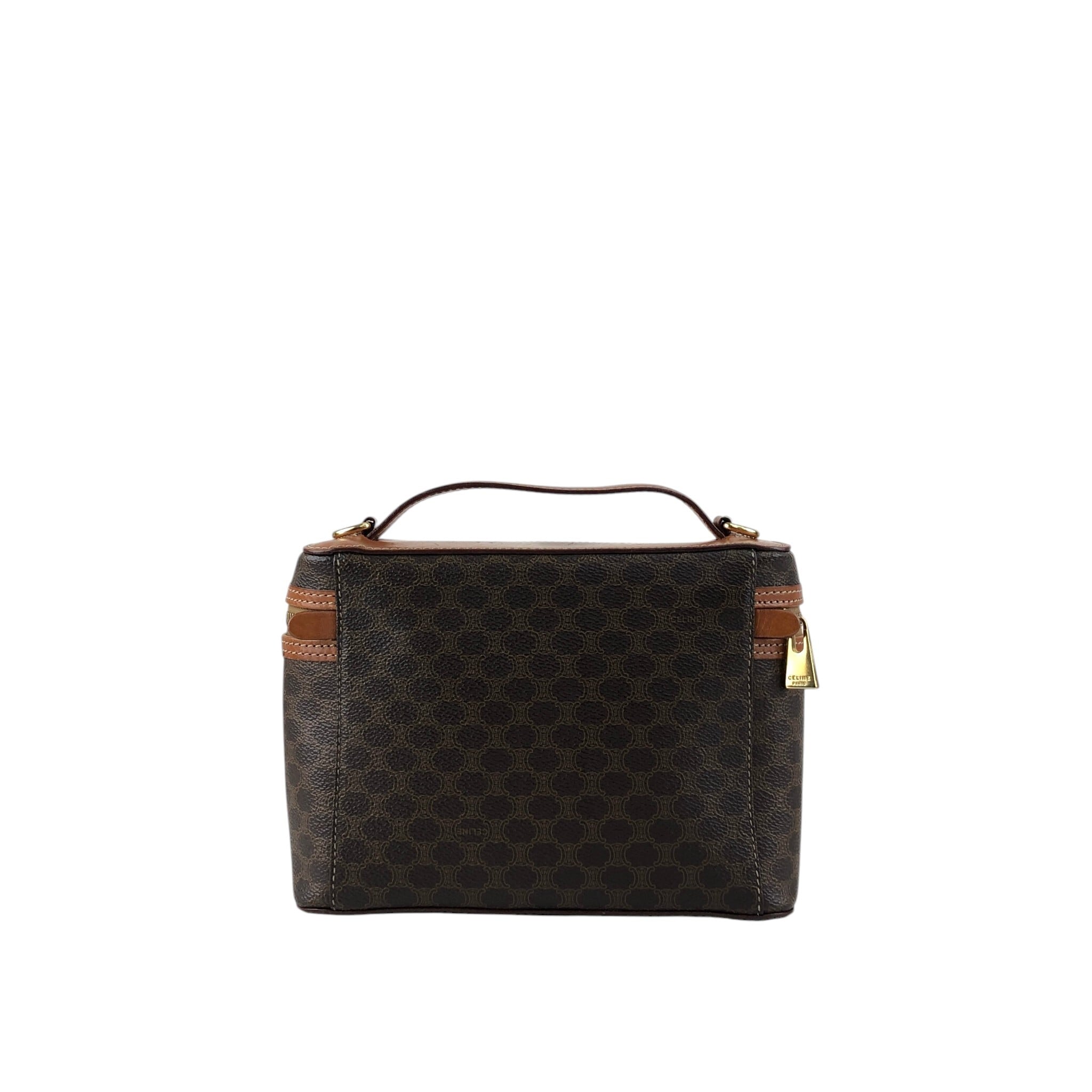 80-4 セリーヌ CELINE マカダム柄 バニティ バッグ PVC レザー CELINE セリーヌ マカダム バニティバッグ