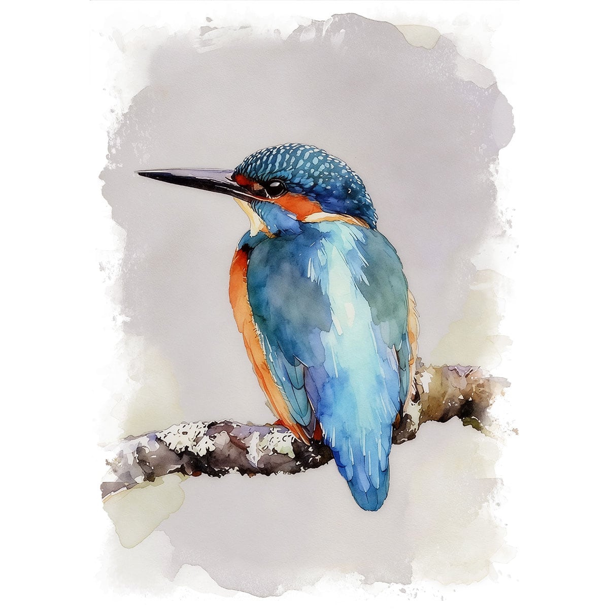 絵画 鳥 カワセミの絵 インテリアアート額付き 水彩画・油絵調 WAT0375