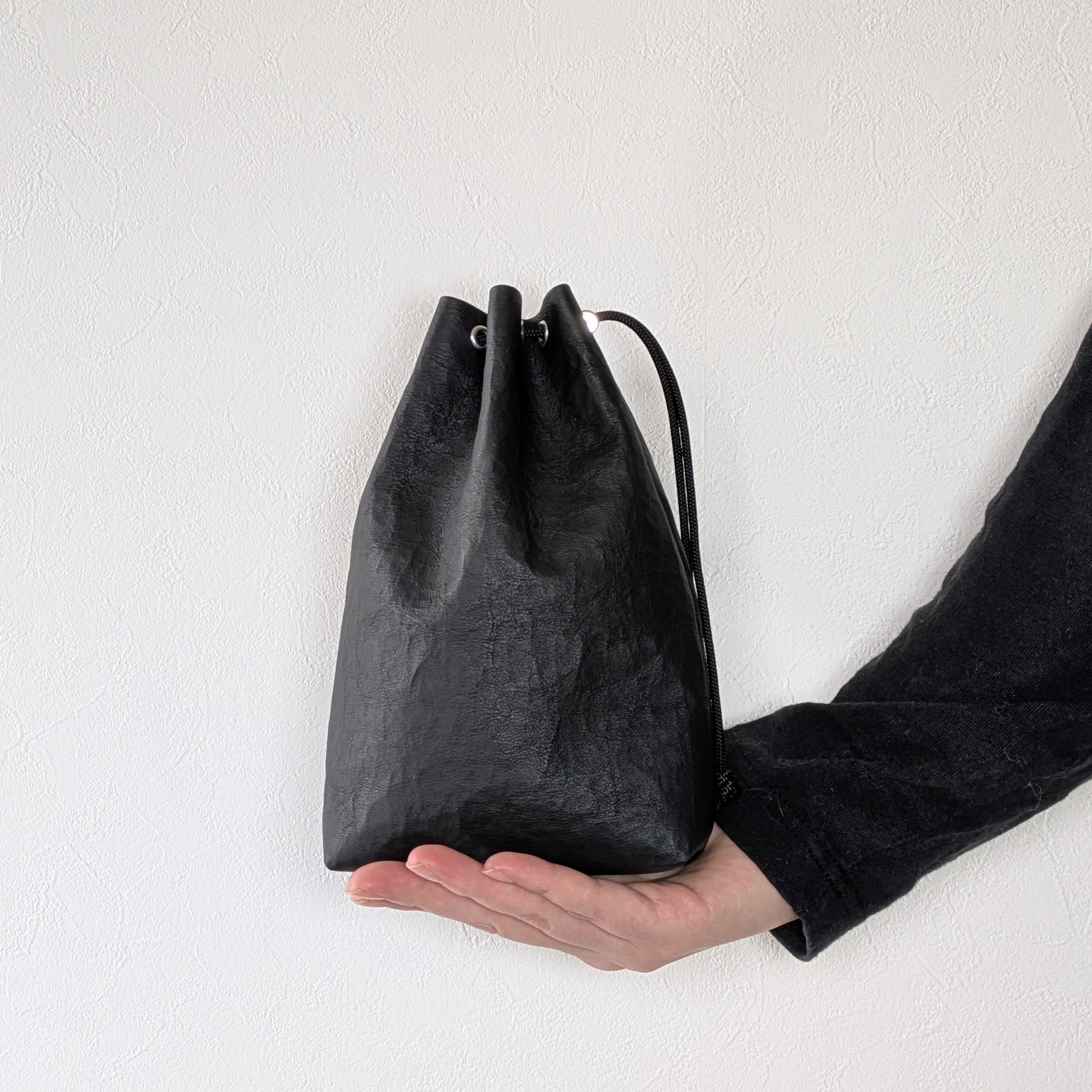 たいしょう様　巾着　黒 ダイニーマ革巾着 M black | keel