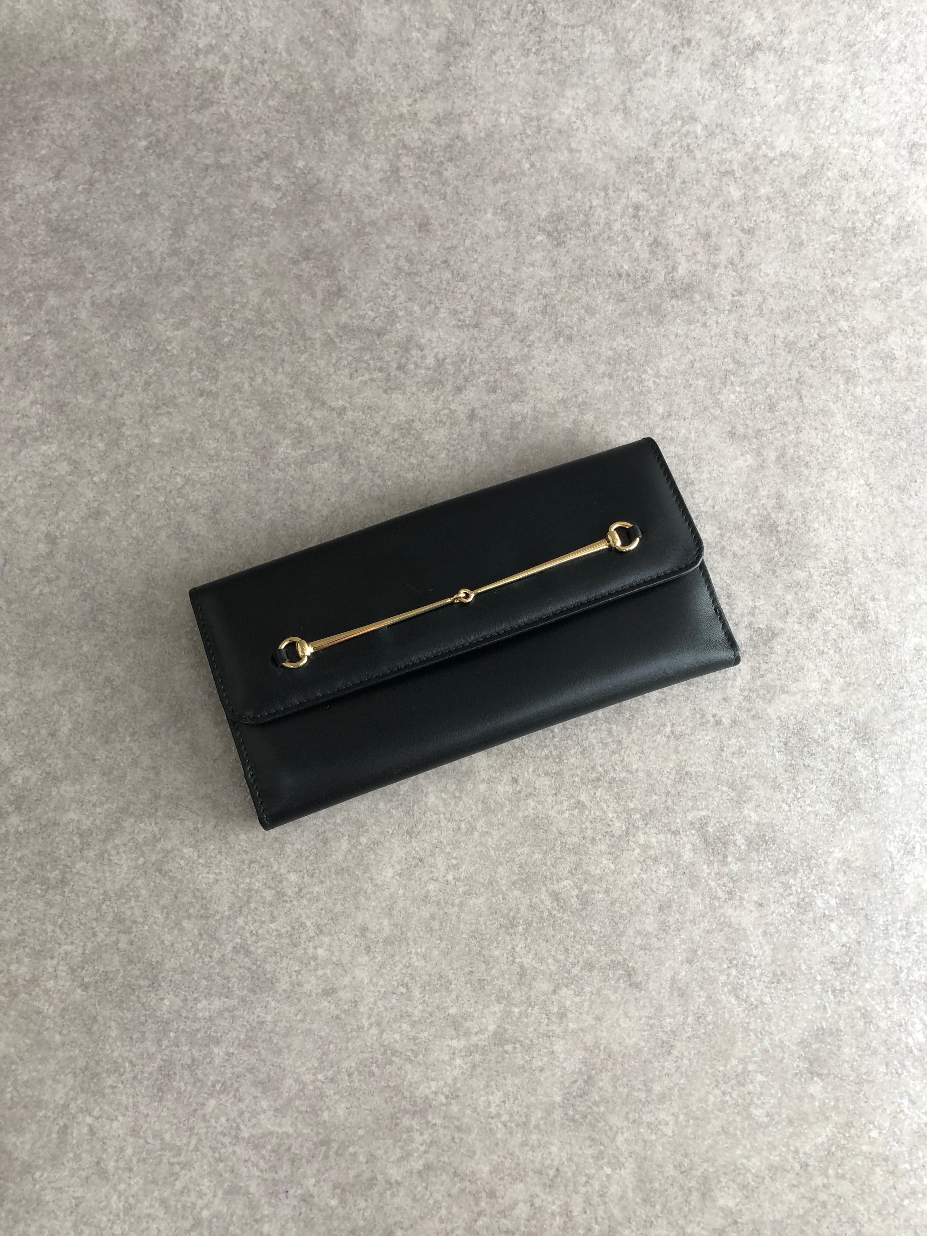 オールドグッチ ホースビット 長財布 ヴィンテージ ワイルドボアレザー 黒 希少 オールドグッチ ホースビット 長財布 ヴィンテージ ワイルドボアレザー