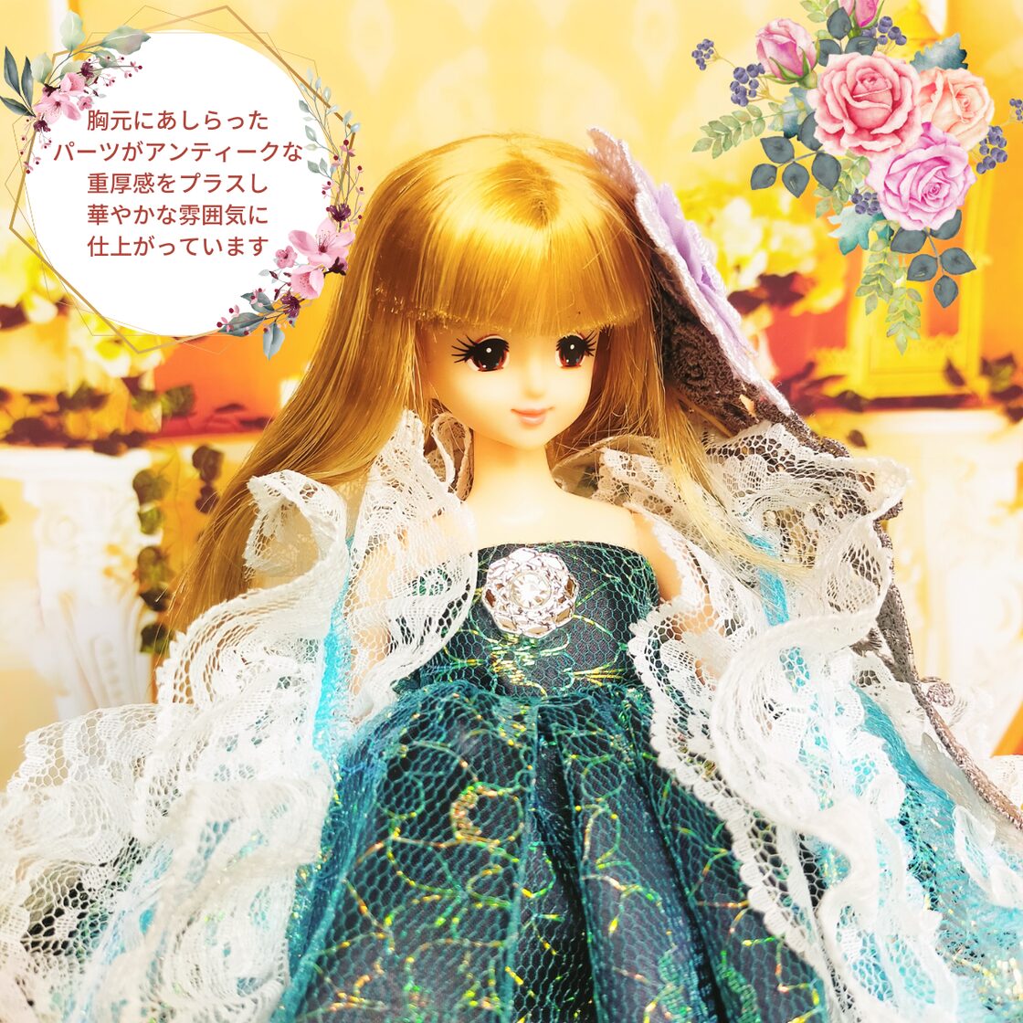ジェニーサイズ 宝石を散りばめたようなドレス ハンドメイド服