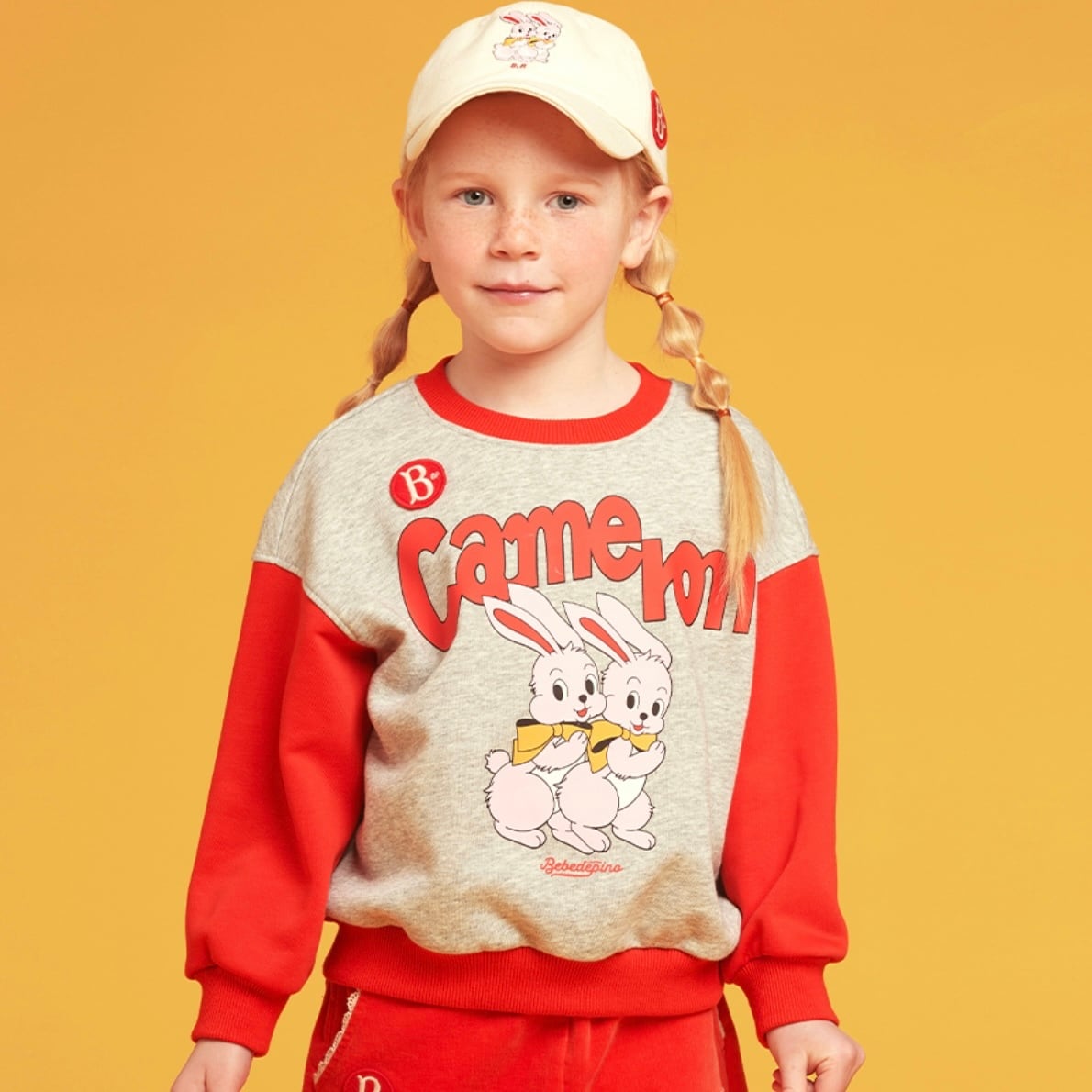 BEBE DE PINO] Twins bunny color block sweatshirt 正規品 韓国