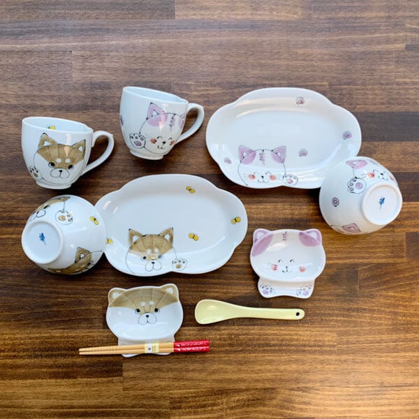 有田焼 波佐見焼 4点セット 子供用食器（わんこ・ねこ） | MARUFUKU