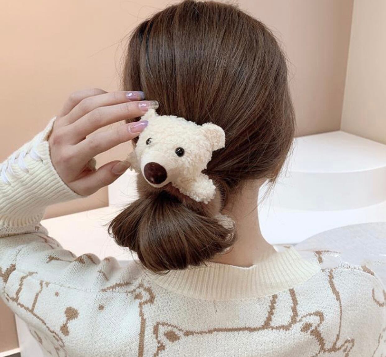 クマさんシュシュ 可愛いヘアゴム 韓国 ヘアーアクセサリー | Richamomo