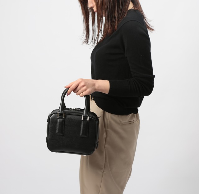 ミニボストンバッグ 2WAY ショルダーバッグ レザー  ［MBC025］Black ブラック