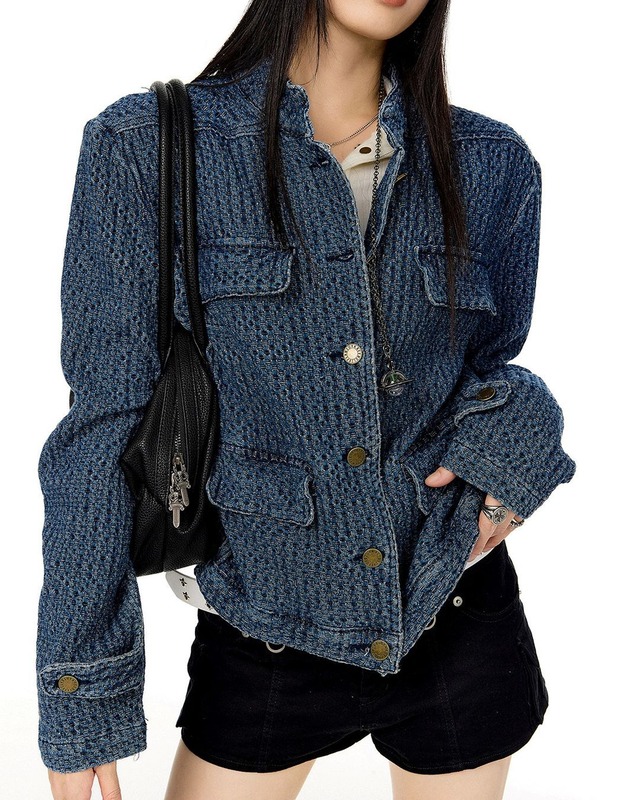 Textured Denim Jacket 504095