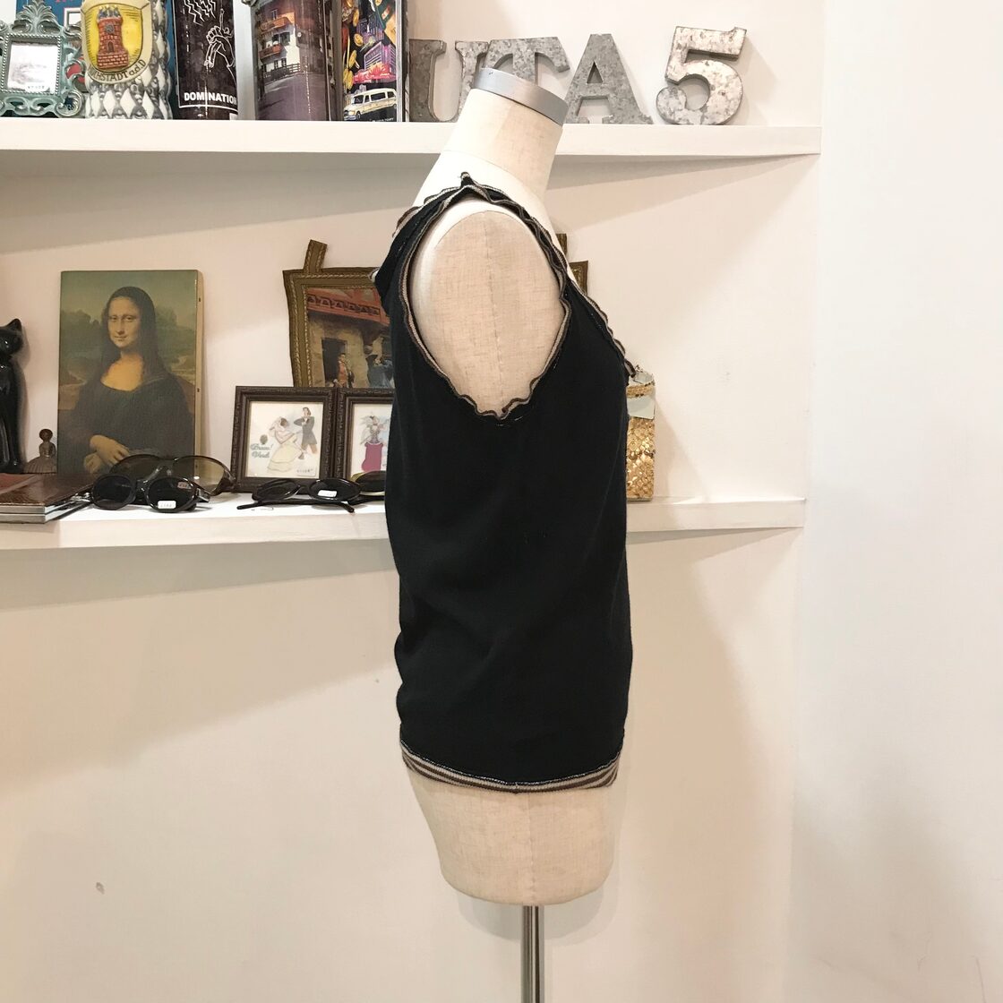 BURERRY/BLUELABEL/tanktop/black/knit/tops/バーバリー/ブルー 
