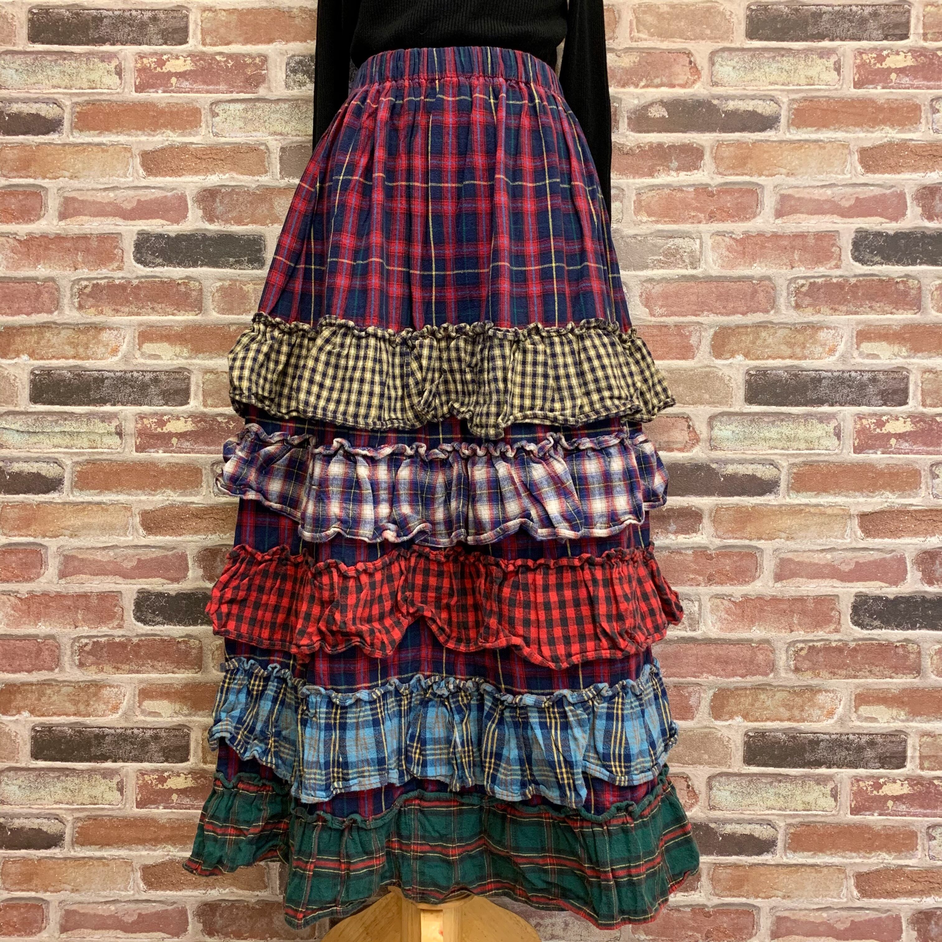 MADE IN U.S.A Check Colorful Skirt