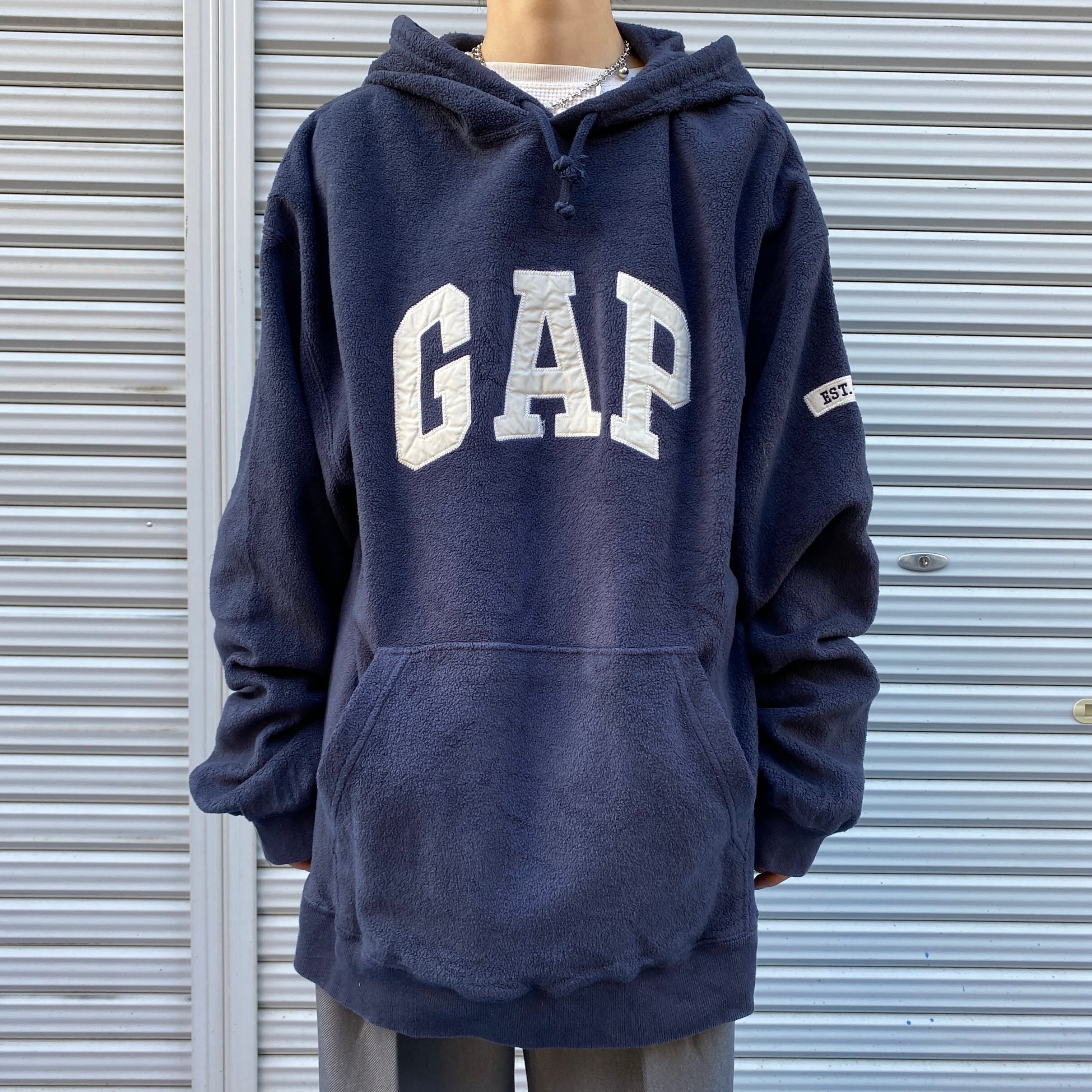 00年代 GAP オールドギャップ ロゴワッペン フリース プルオーバーパーカー メンズXL 古着 00s ヴィンテージ ビンテージ ネイビー  紺【パーカー】 | cave 古着屋【公式】古着通販サイト