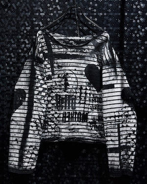 【ÆIEM】MOTHER COMPLEX “PRISONER’S NIGHTMARE” Asymmetry Border Graphic Long Sleeve T-shirt