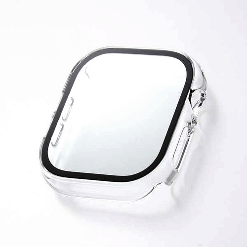 エレコム Apple Watch 46mm フルカバーケース ゴリラガラス 高透明 クリア AW-24AFCGOCR