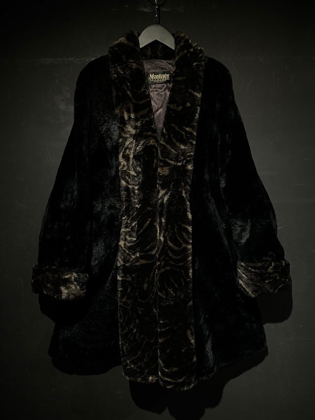 【WEAPON VINTAGE】Animal Pattern Vintage Loose Fur Coat