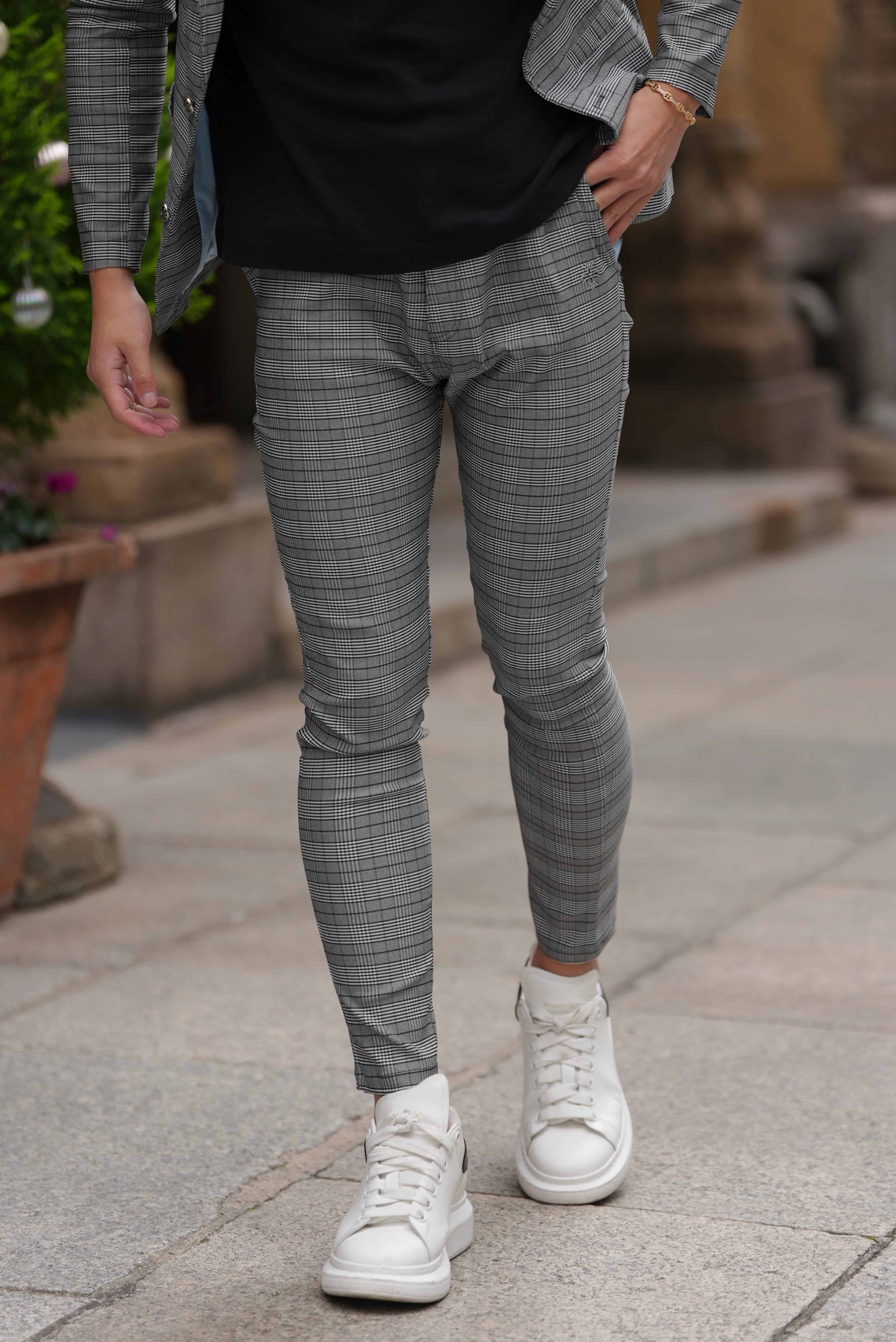 BELINDA セットアップ グレー スリムフィット スラックス BELINDA ORIGINAL CHECK SLACKS【BB25028】 | BELINDA OFFICIAL