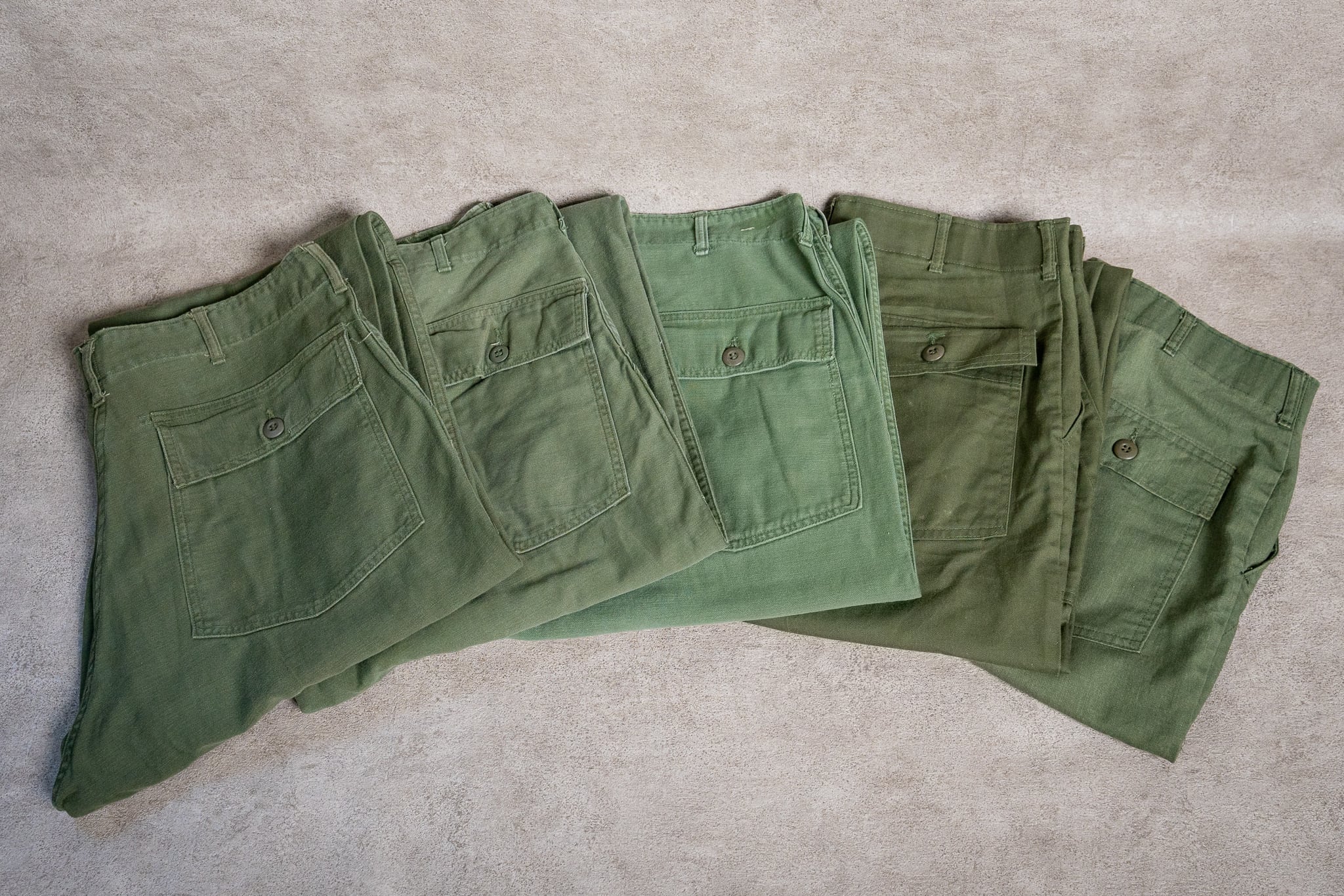 60s OG-107ベイカーパンツ　34×33 雰囲気◎ 60s 1966 US ARMY OG-107 UTILITY BAKER PANTS 34×33 - RICUR