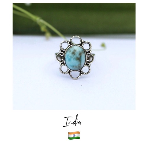 【Made in インド】天然石 ラリマーストーン リング ⁑ Larimar Stone ring