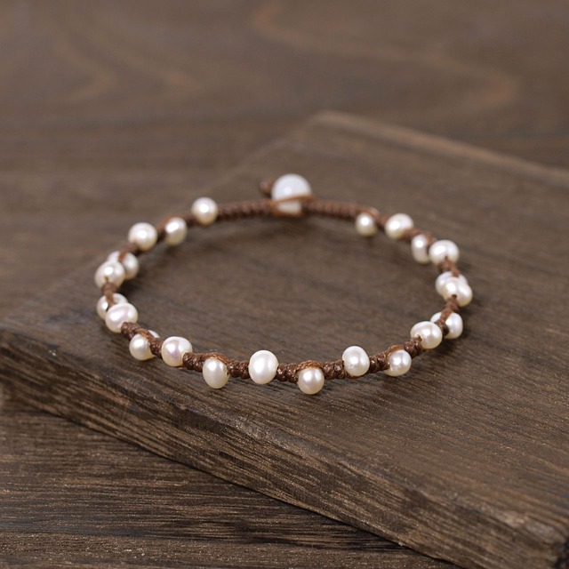 【限定】淡水パール＋ムーンストーンつゆマクラメブレスレット