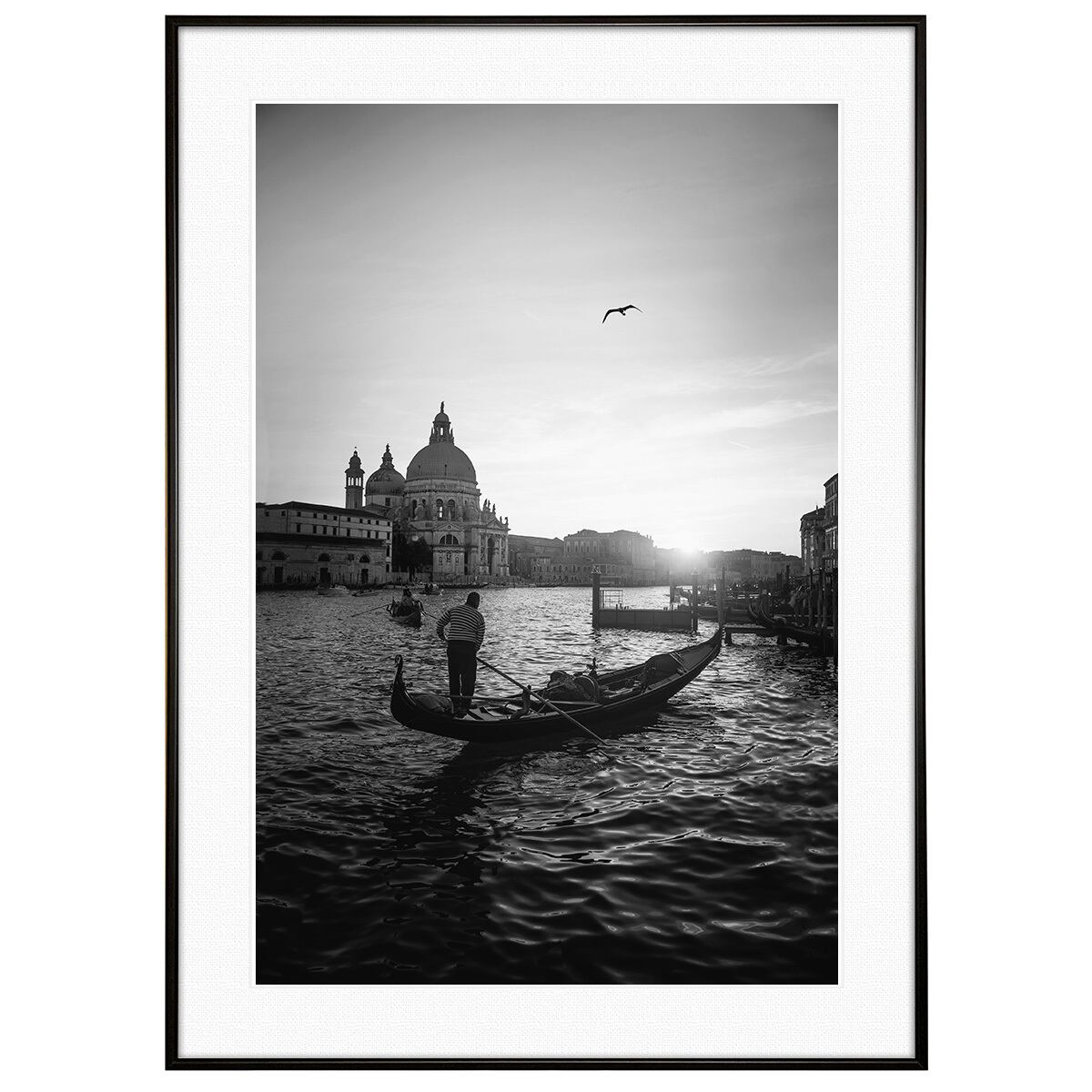 イタリア写真 ヴェネツィア運河 インテリア モノクロアートポスター額装 AS4210
