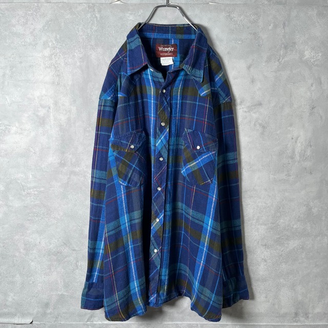 #6988 "Wrangler" check pattern cotton western shirt