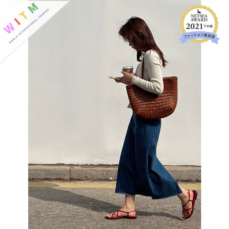 2022新作 デニムスカート ロングスカート バックスリット ハイウェスト 体型カバー レディース