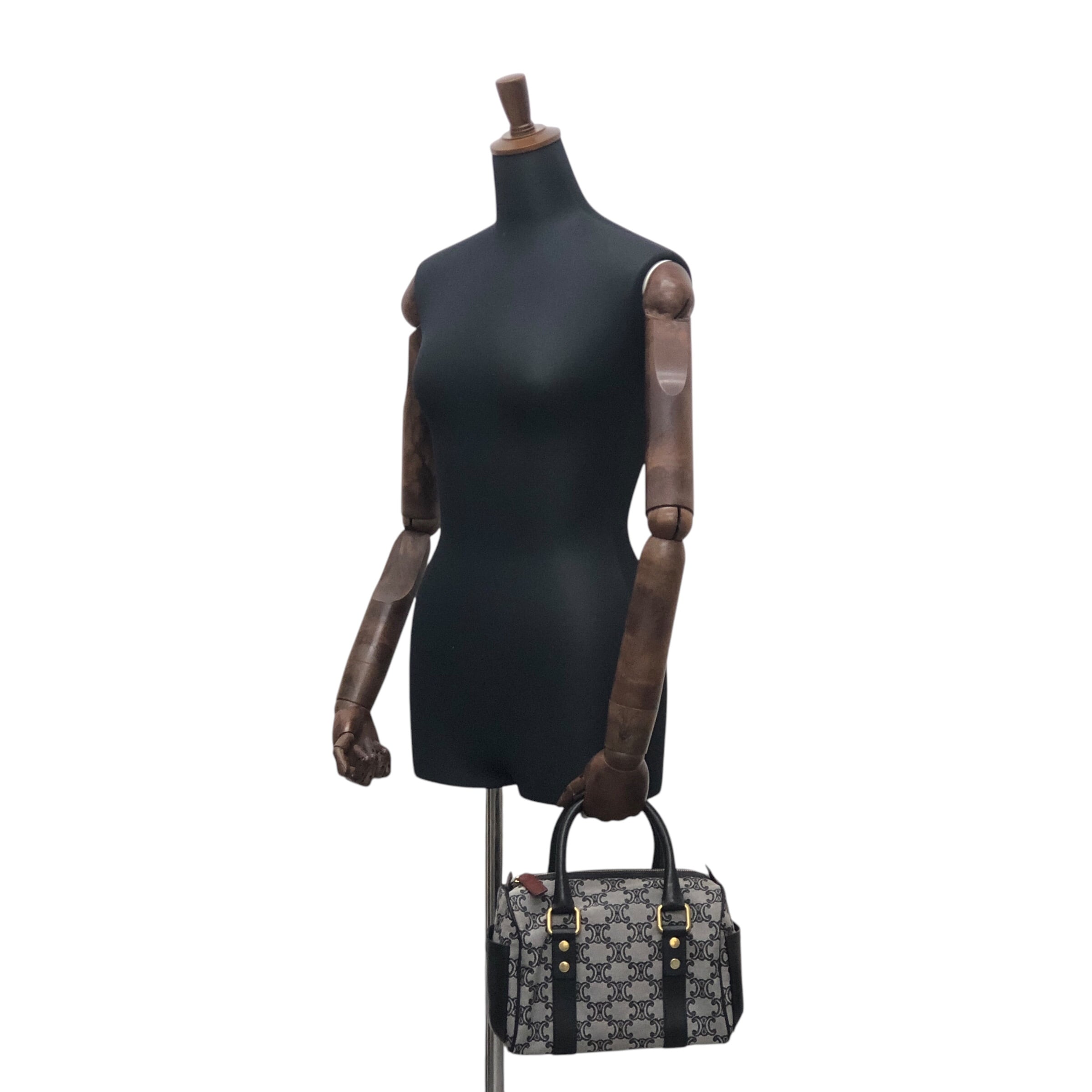 CELINE セリーヌ マカダム ハンドバッグ グレー トリオンフ キャンバス