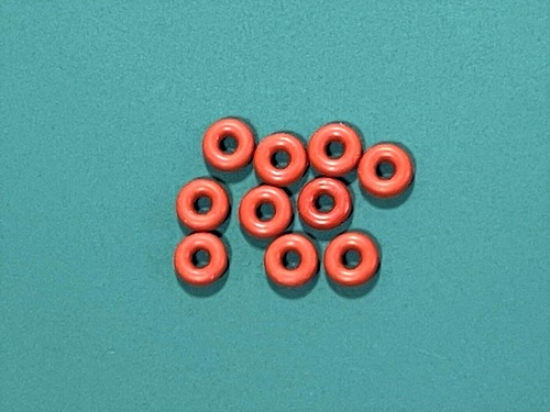 ◆FC震動防止★シリコンOリング 　内径1.8mm、リング径1.8mm、外径5.4mm 10個セット　茶色