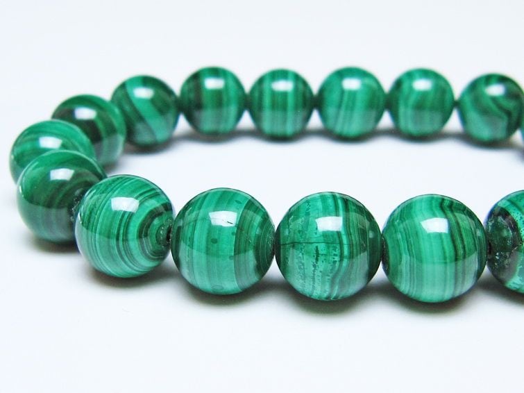 マラカイト ブレスレット 12mm メール便可 一点物 111-51864 | 天然石
