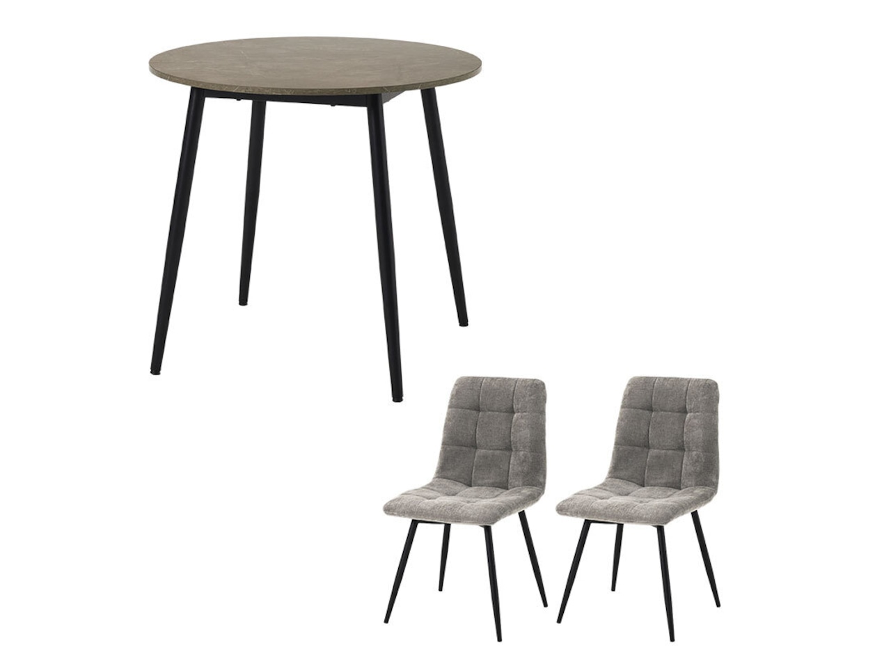 直径80cmラウンドテーブル3点セット 大理石調【チェア:グレー】・画像2