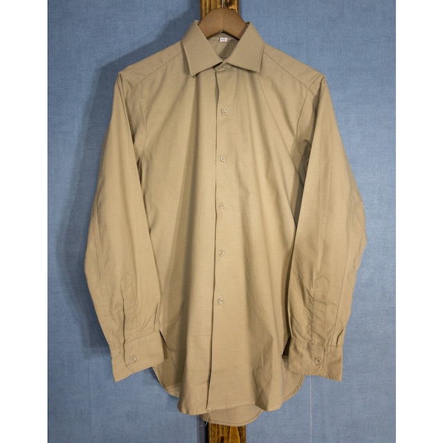 【1970s,DS】"French Army" Beige Officer Work Full Open Shirt, Deadstock!!