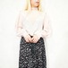 USA VINTAGE LACE DESIGN STAND COLLAR DESIGN BLOUSE/アメリカ古着レースデザインスタンドカラーデザインブラウス