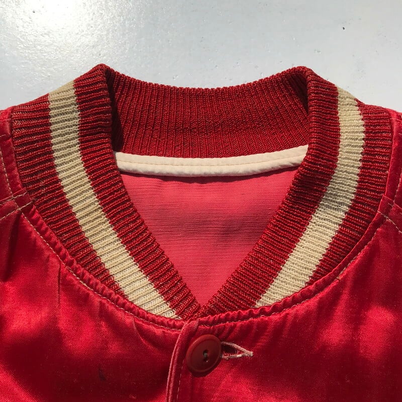 40's サテンボタンスタジアムジャケット ボタスタ レッド インディアン