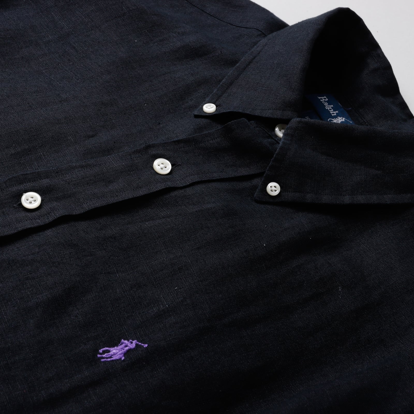 極美品】80s Ralph Lauren special linen shirt Black big size 