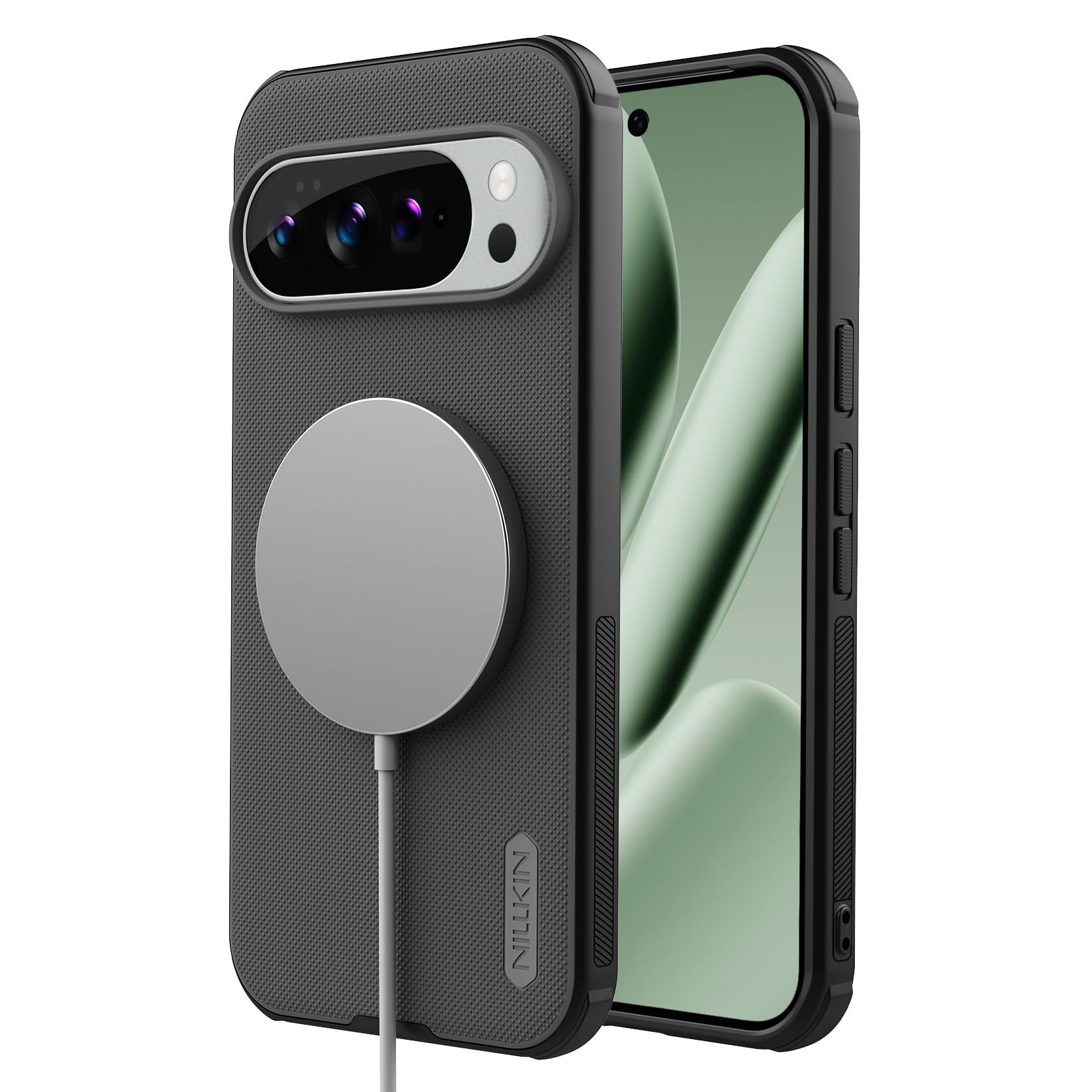 Nillkin Pixel 10 Pro XL 用ケース マット仕上げ Pixelsnap対応 ワイヤレス充電対応Qi2 マグネット吸着 google ピクセル10/10Proケース 耐衝撃 すり傷、汚れ、指紋防止 薄型 上質 ビジネスに最適(ブラック)