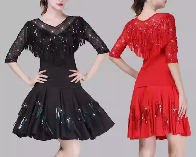 フリンジ Vネック ビジュー フレアスカート セットアップ ds1429