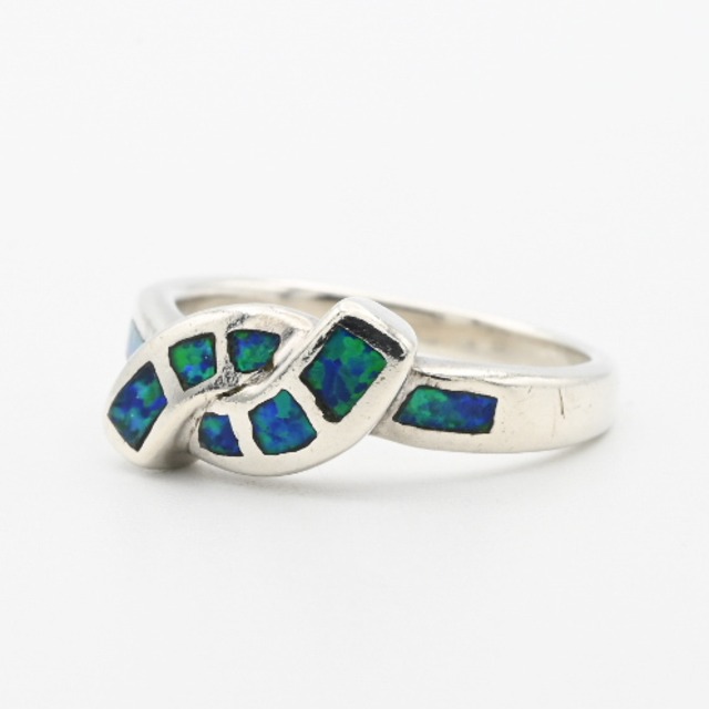 Blue Opal Inlay Fancy Knot Design Ring #13.5 / Denmark