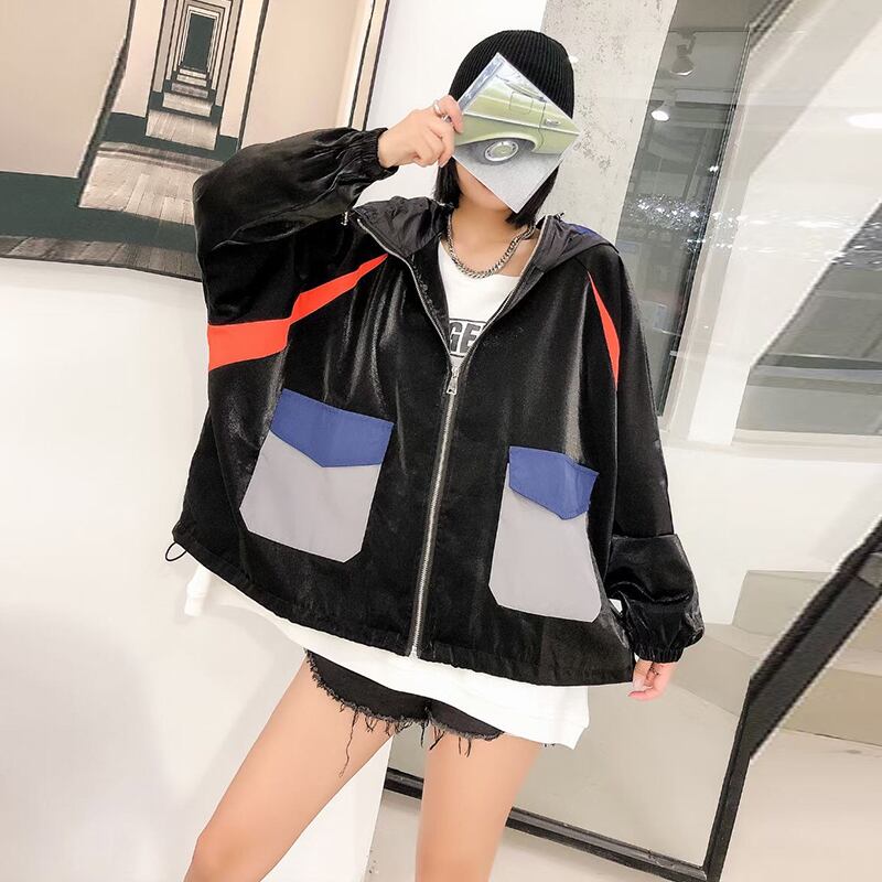 プラスサイズの女性の脂肪mm秋長袖ジャケット女性2020新しいミドル丈のウインドブレーカージャケット女性緩い大 ミックスインファッション8392965350