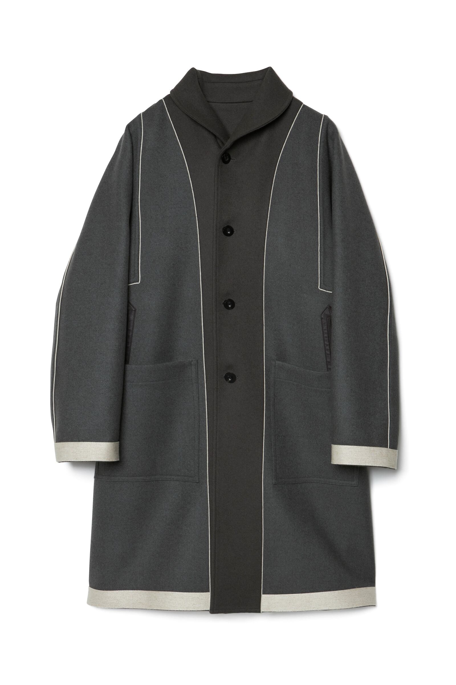 LAST1】 REVERSIBLE SHAWL COLLAR COAT(CHARCOAL MINT) | PiuLoro 